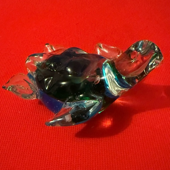 Mouth Blown Vintage Blue/Green Sea Turtle Paperweight Art Glass Figurine - Picture 1 of 6